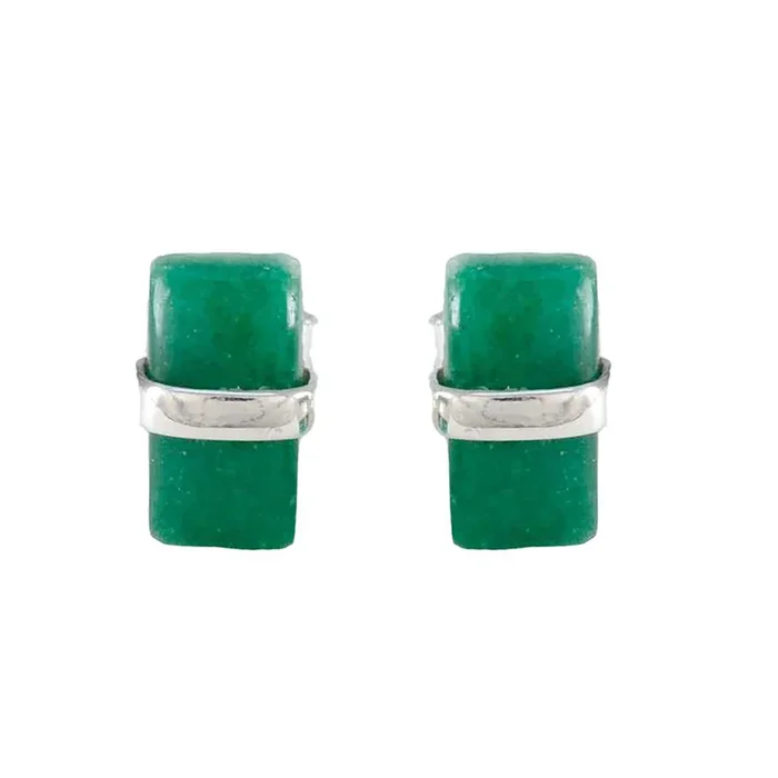 Green Onyx Middle Eastern Gabriela Solitaire Stud Green 92.5 Silver Earring