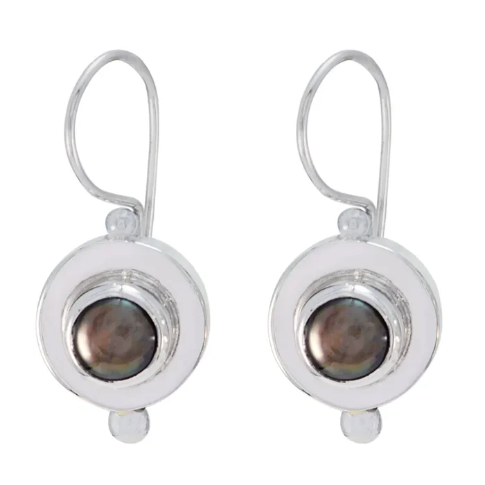 Grey Pearl Egyptian Lucia multiple Dangle Gray 92.5 Silver Earring