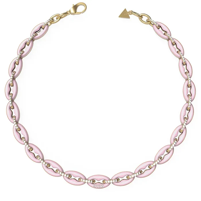 Guess Gold Plated Stainless Steel 17″ Rose & Crystal Chain