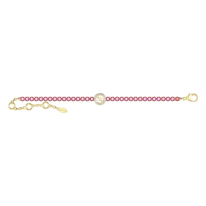 Guess Gold Plated Stainless Steel 3mm 4G Logo Cubic Zirconia Tennis Bracelet
