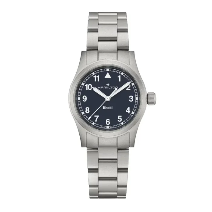 Hamilton Khaki Field quartz watch, blue dial, 33 mm steel bracelet H69301140- Lepage