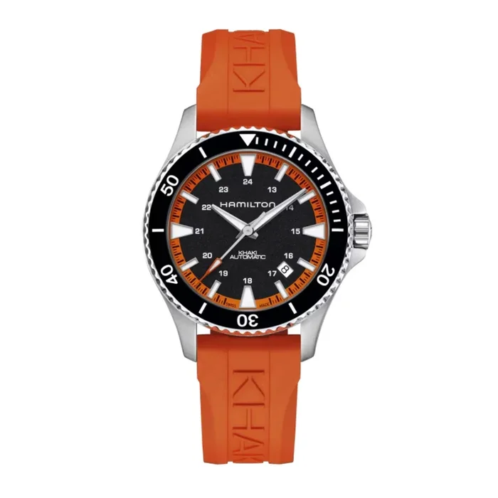 Hamilton Khaki Navy Scuba automatic watch black dial orange rubber strap 40 mm H82395331 – Lepage