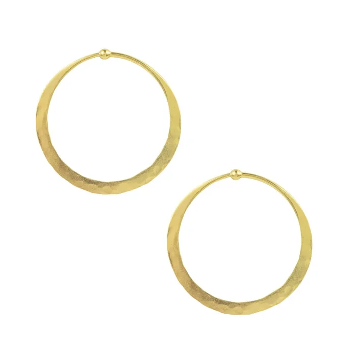 Hammered Hoops in Gold – 1 1/2″