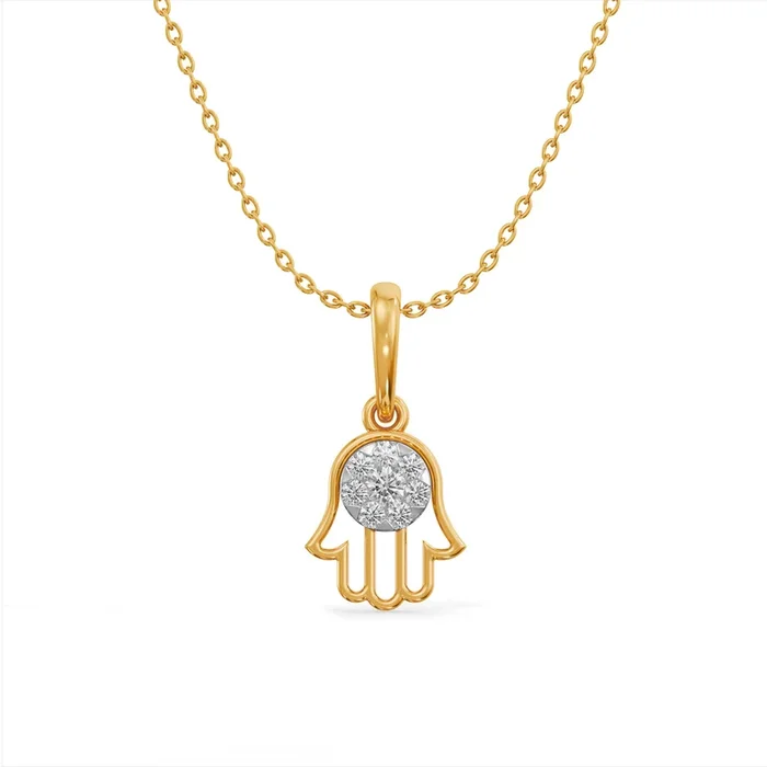 Hamsa 9KT Gold Lab Grown Diamond Pendant