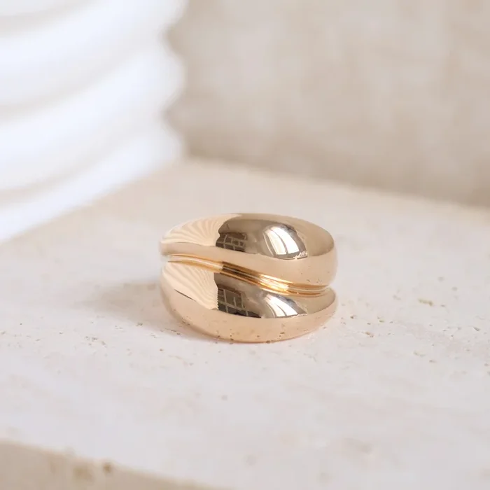 Hana ‘You & I’ wide ring gold plated