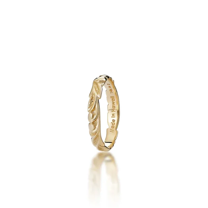 Hawaiian Heirloom Old English Scroll Ring in Gold – 3mm