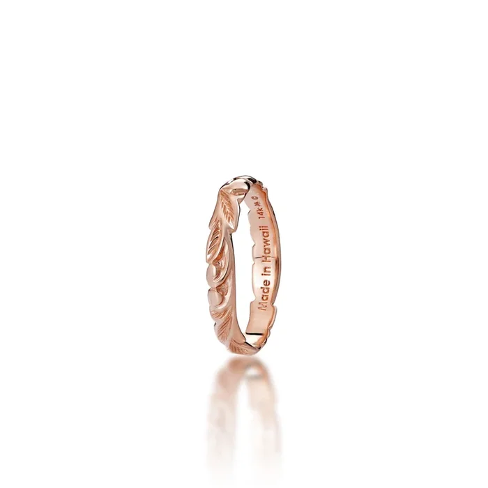 Hawaiian Heirloom Old English Scroll Ring in Rose Gold – 3mm