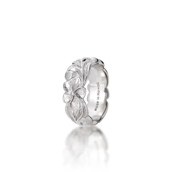 Hawaiian Heirloom Plumeria Ring in Sterling Silver – 8mm
