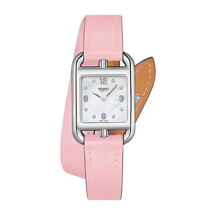 HERMÈS Cape Cod Small Model quartz watch silver dial double tour bracelet pink leather 31 mm W055309WW00 – Lepage