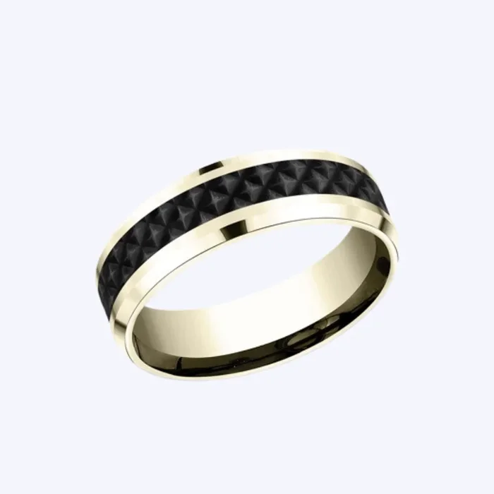 Hexagonal Etching Gold Band