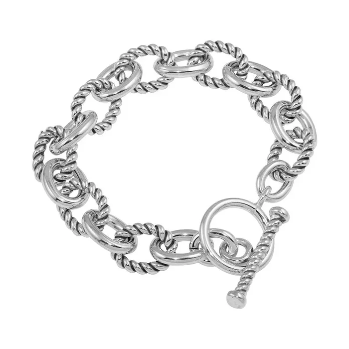 High Polished 925 Sterling Silver Alternating Rope Link Bracelet – THB00002