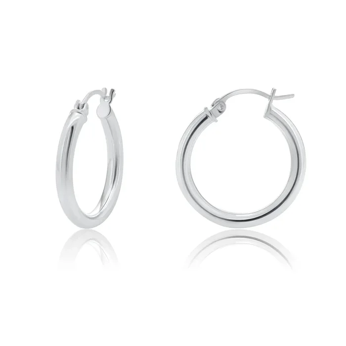 High Polished 925 Sterling Silver Hoop Earrings 3mm – HP02-3
