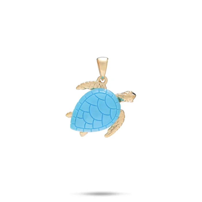 Honu Turquoise Pendant in Gold – 15mm