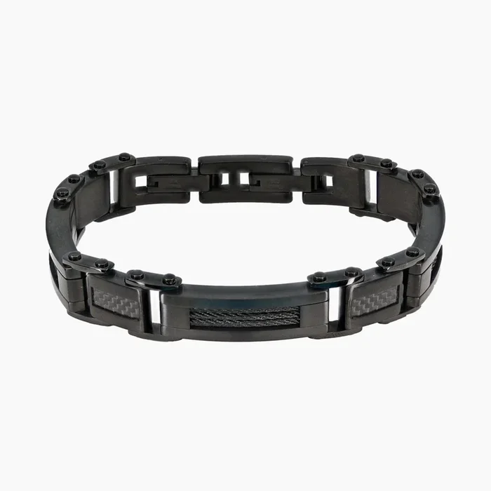 Italgem Black Stainless Steel Classico Cable Men’s Bracelet