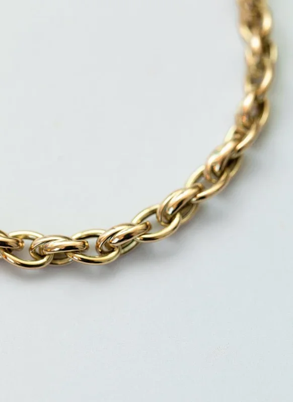 Jasseron 5mm dubbele schakel armband 14k goud