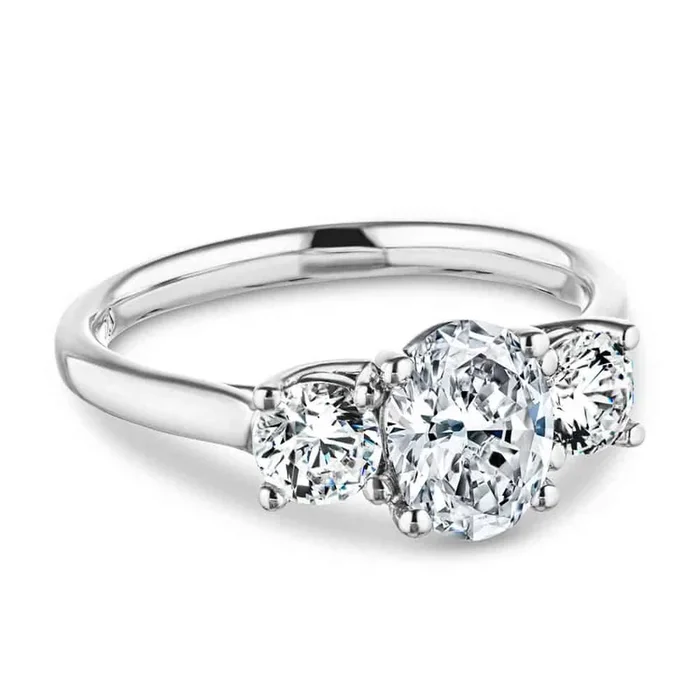 Josie Oval Lab Grown Diamond Trellis Three Stone Engagement Ring
