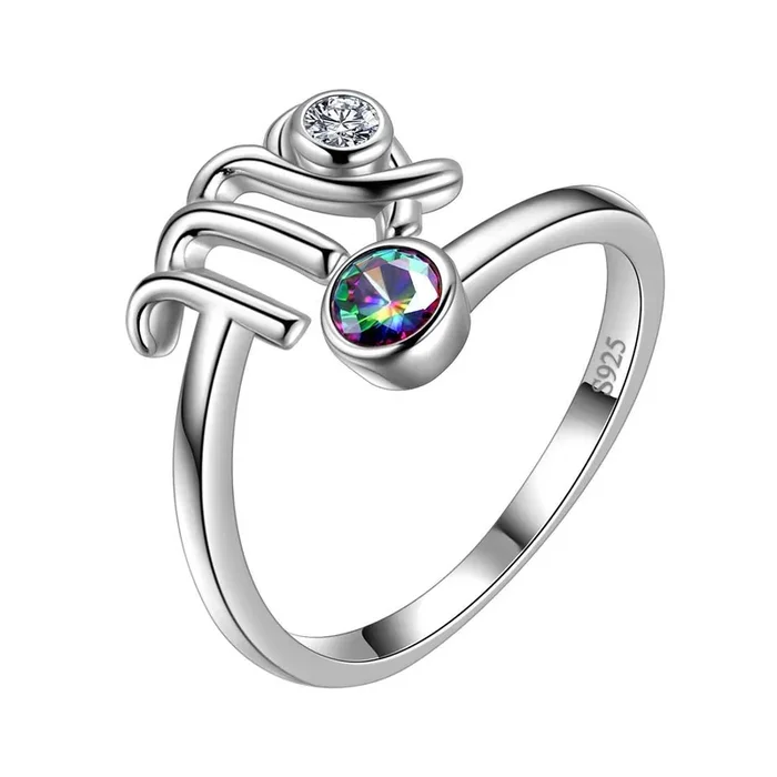 Jungfrau Sternzeichen Ringe Damen Mädchen Schmuck Geburtstagsgeschenk Mystischer Topas 925 Silber
