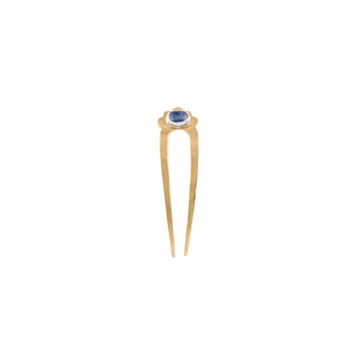 Kyanite Protector Hair Pin in Bronze & Silver – Small