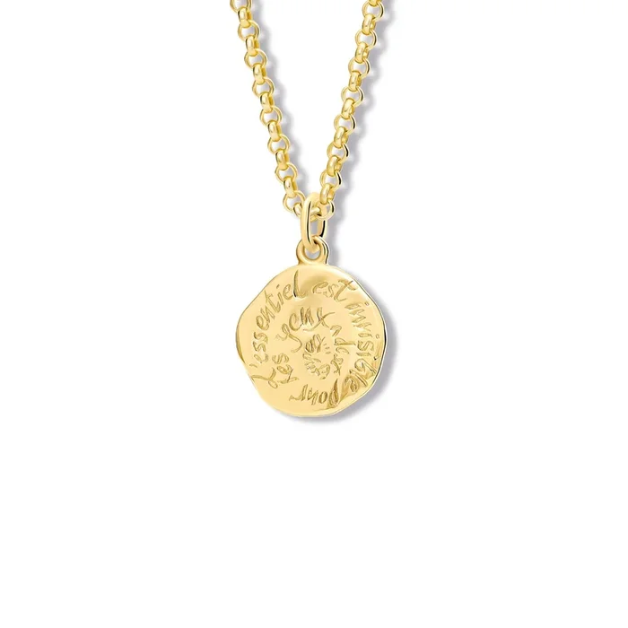 L’Essentiel Est Invisible Quote Pendant Yellow Gold