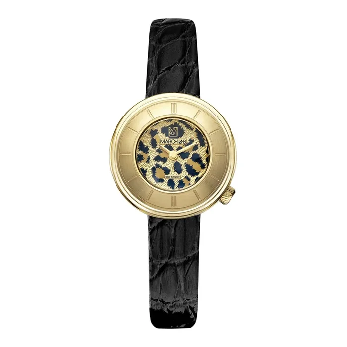 LA.B Lady VOLANTE Cheetah watch with leopard dial and black alligator strap, 30 mm – Lepage