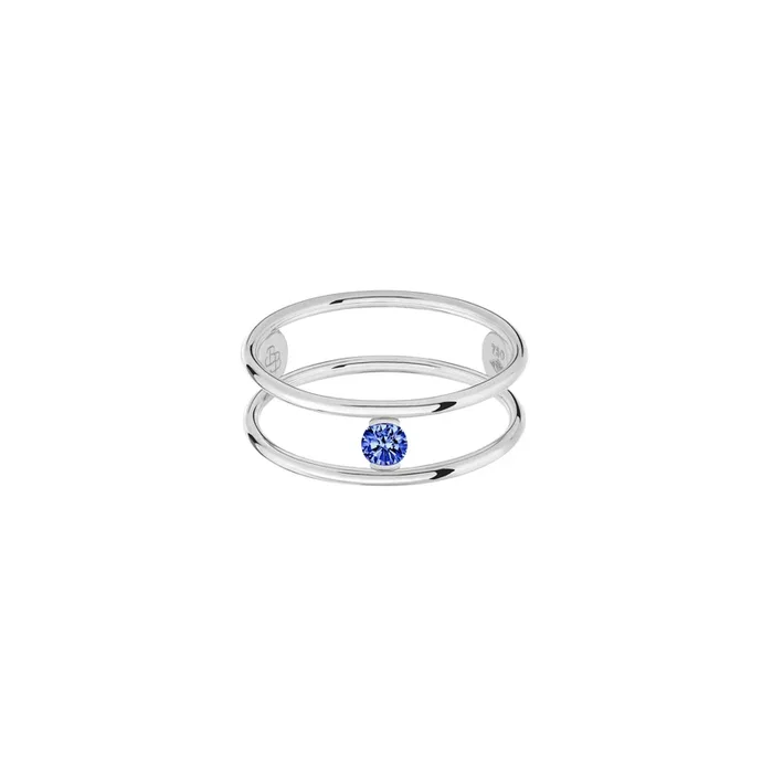 La Brune et La Blonde Hula Hoop Ring in white gold and blue sapphire 0.12 carat- Lepage