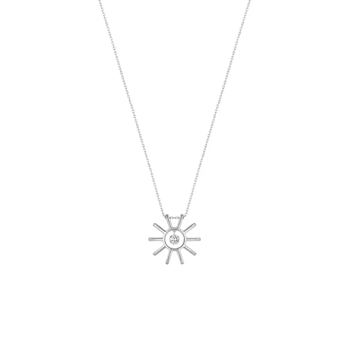 La Brune et La Blonde necklace Moon and Sun Mini in white gold and 0.07 carat diamonds | LEPAGE