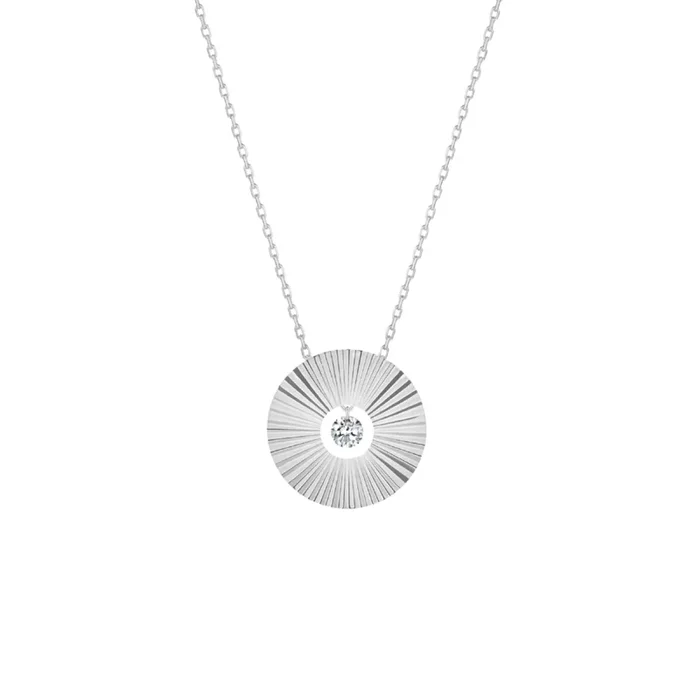 La Brune et La Blonde necklace Moon and Sun Mini Moon in white gold and 0.07 carat diamonds | LEPAGE