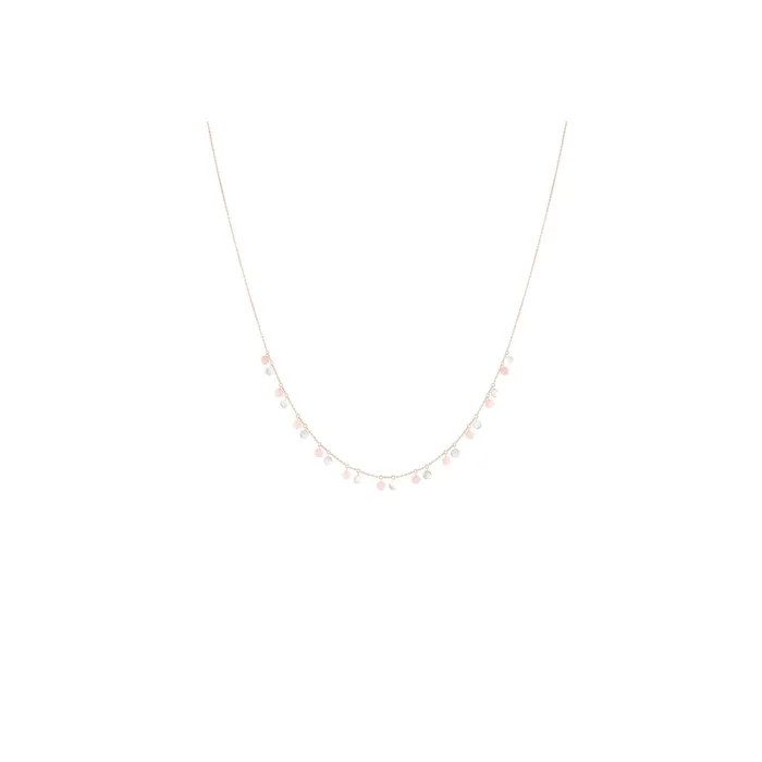 La Brune et La Blonde Polka necklace in pink gold, mother of pearl and pink opal – Lepage