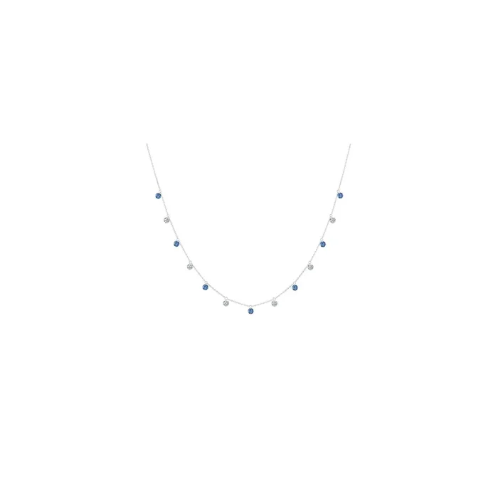 La Brune et La Blonde Rivière Confetti necklace white gold blue sapphires diamonds | LEPAGE