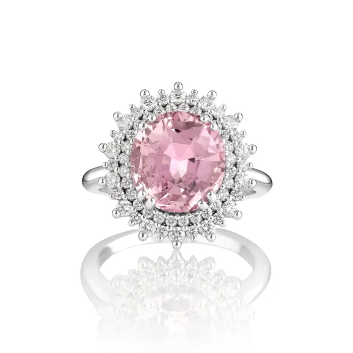 La Coquette ring in white gold, rose gold tourmaline and diamonds | LEPAGE