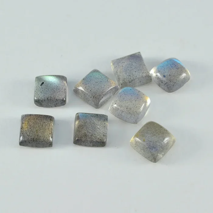 Labradorite 10PC Tiny 4×4 MM Square Cabochon Gray Fine semi Precious Loose Gemstone