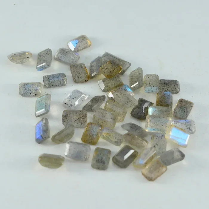 Labradorite 1PC Medium 8×10 MM Emerald Faceted Gray Splendid Semi Precious Gems