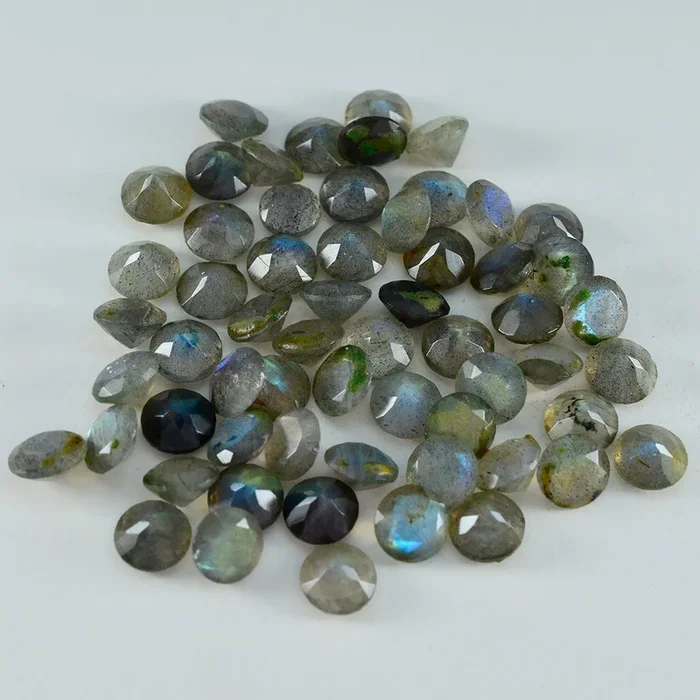 Labradorite 1PC Medium 9×9 MM Round Faceted Gray Lustrous Semi Precious Gems