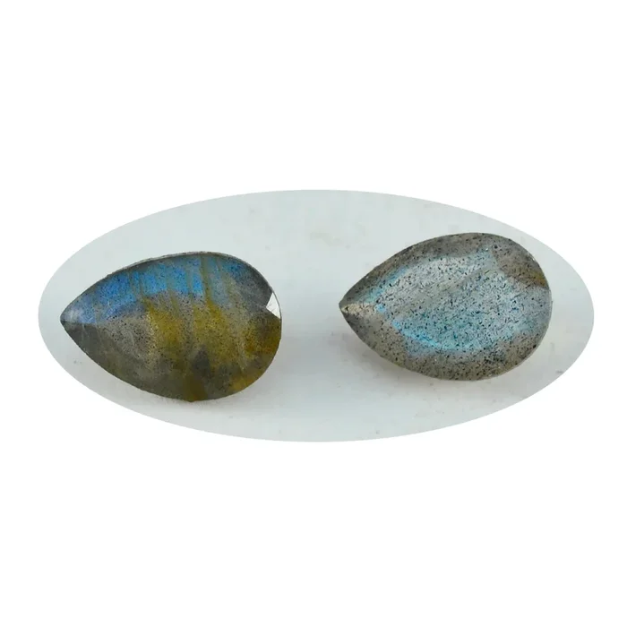 Labradorite 1PC Small 6×9 MM Pear Faceted Gray Luster Semi Precious Loose Gemstones