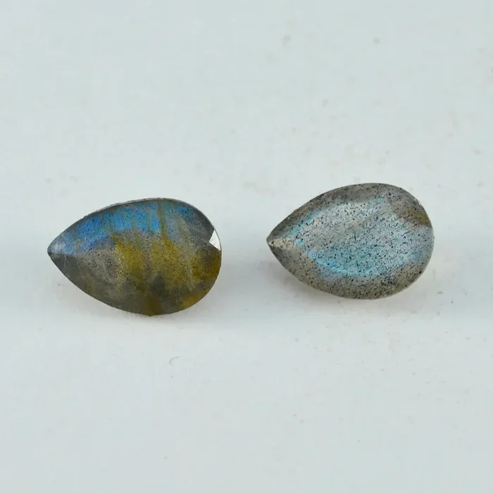 Labradorite 1PC Small 7×9 MM Pear Faceted Gray Lustrous Semi Precious Gems