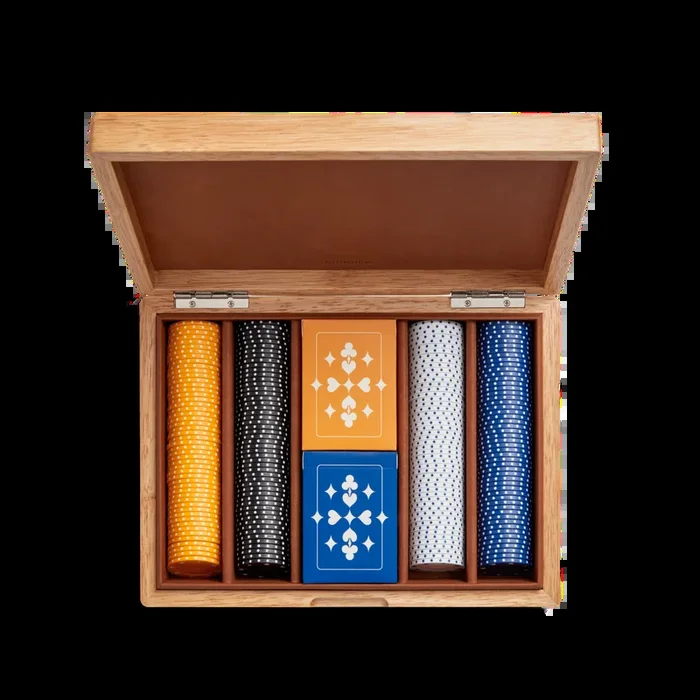 Lacquered Wood Poker Set – Cream / Blue
