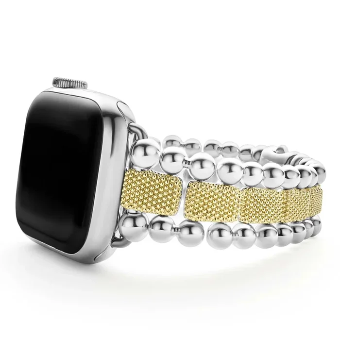 Lagos Smart Caviar 18k Gold and Sterling Silver Caviar Beaded Watch Bracelet, 38-45mm