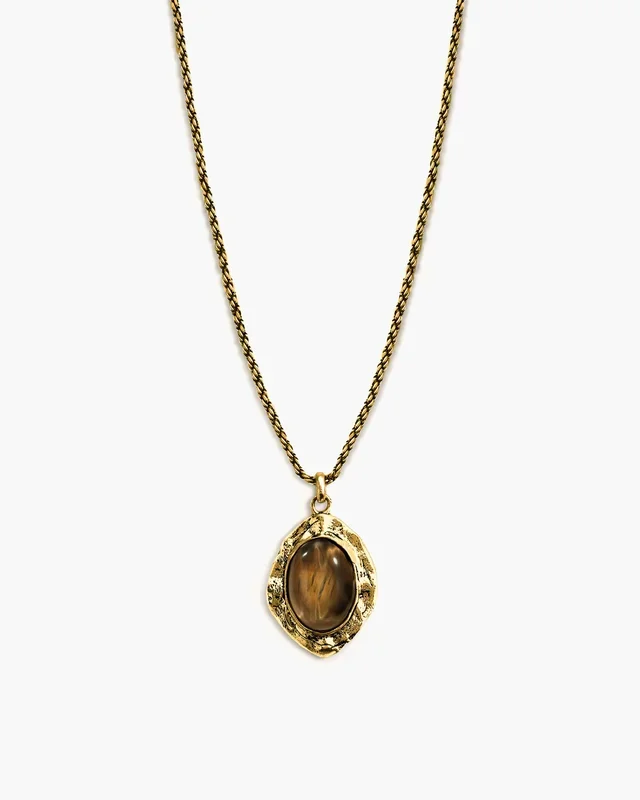 Lange Gold-Halskette mit Tigerauge-Savannah