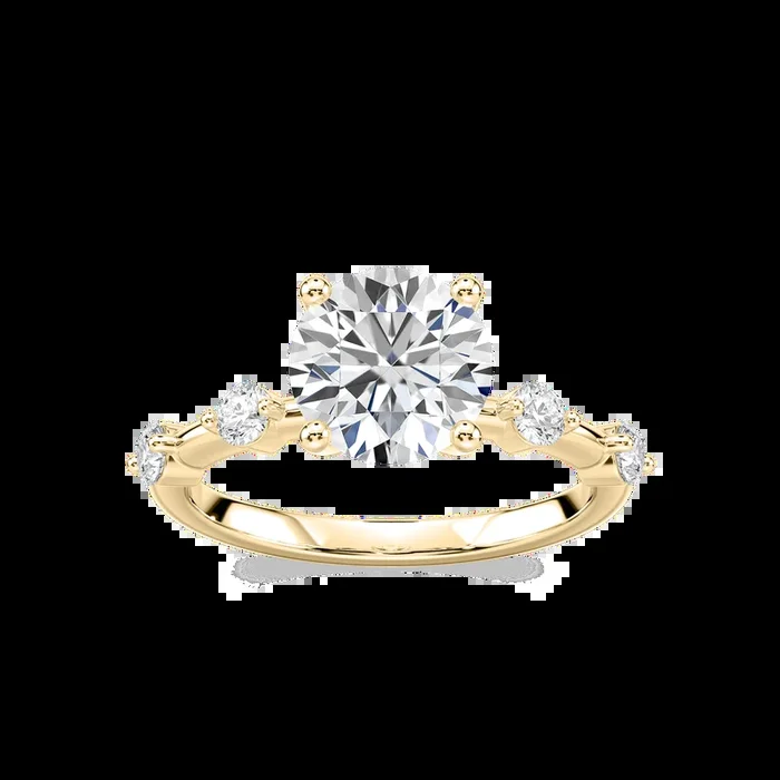 Leah Round Lab Grown Diamond SpacedSide Stone Engagement Ring