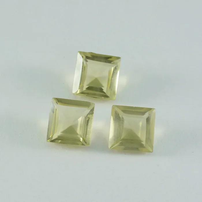 Lemon Quartz 1PC Chunky 14×14 MM Square Faceted Yellow Genuine Semi Precious Loose Gemstones