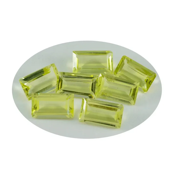 Lemon Quartz 1PC Small 6×12 MM Baguette Faceted Yellow Polished Semi Precious Loose Gems