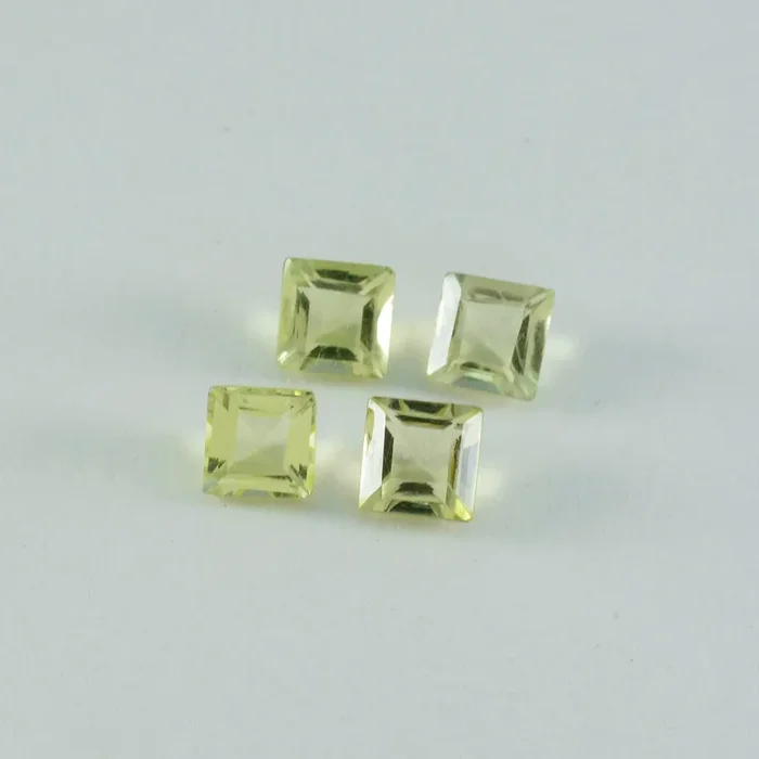 Lemon Quartz 1PC Tiny 5×5 MM Square Faceted Yellow Sparkling Semi Precious Loose Gemstone
