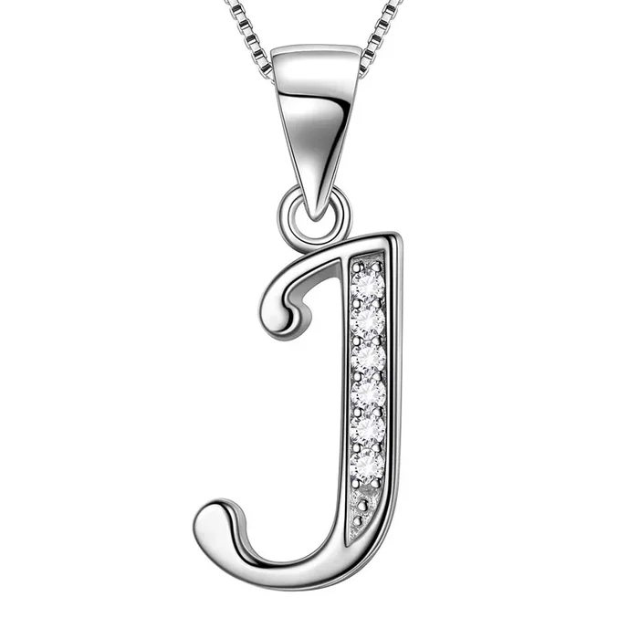 Lettera J Iniziale Collane Ciondolo Donna Uomo Nome Gioielli Regalo Argento 925