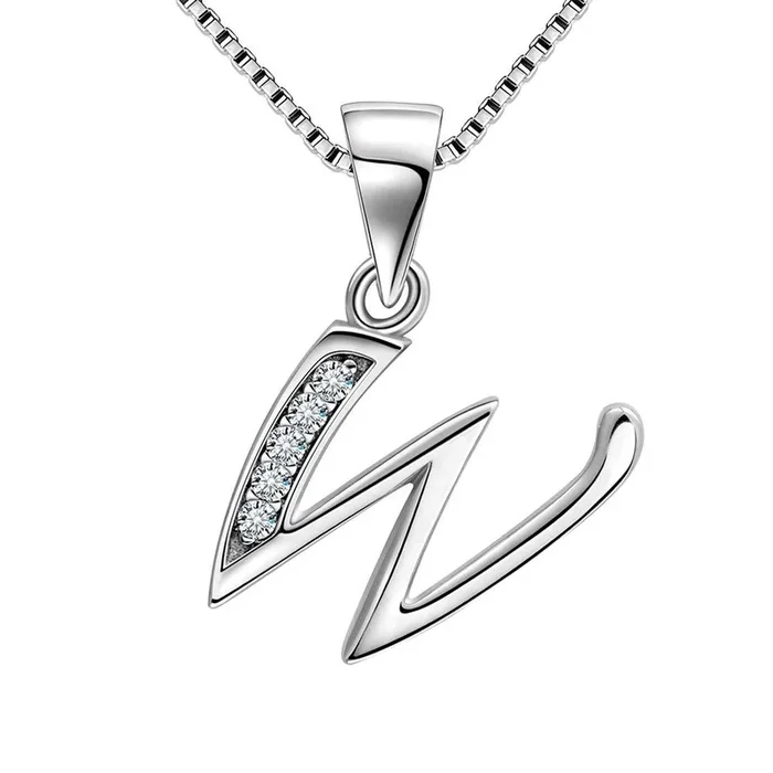 Lettre W initiale colliers pendentif femmes hommes nom bijoux cadeau 925 argent