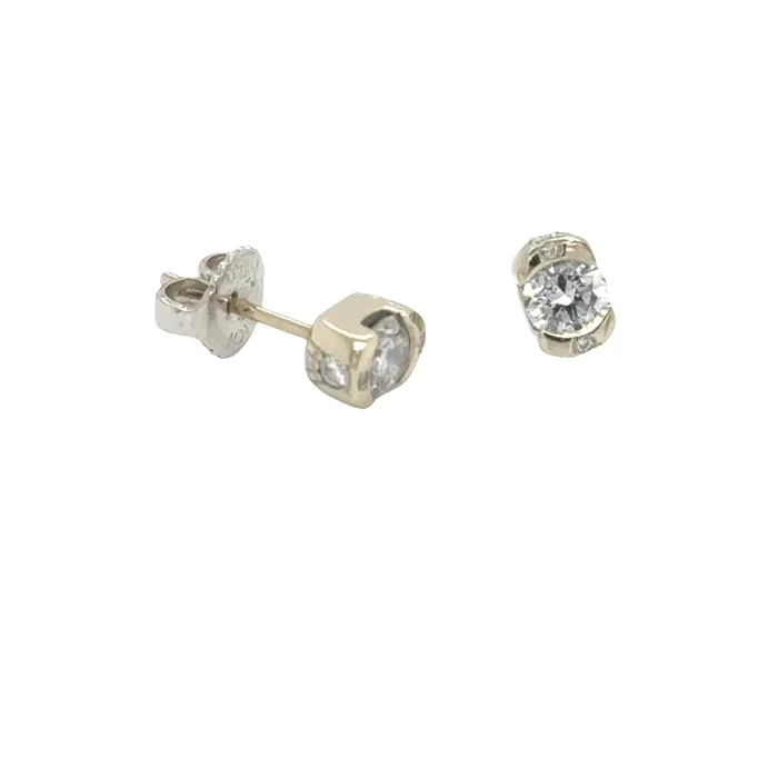 LEWIS COLLECTIONS Diamond Stud Earrings Half Bezel