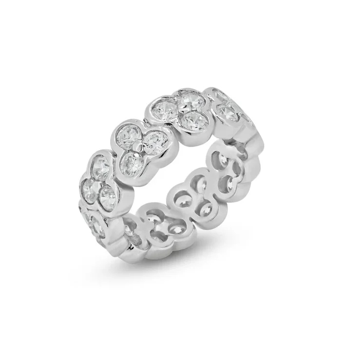 Liquidación – Anillo de plata 925 rodiada con dos circonitas de talla princesa – STR00245