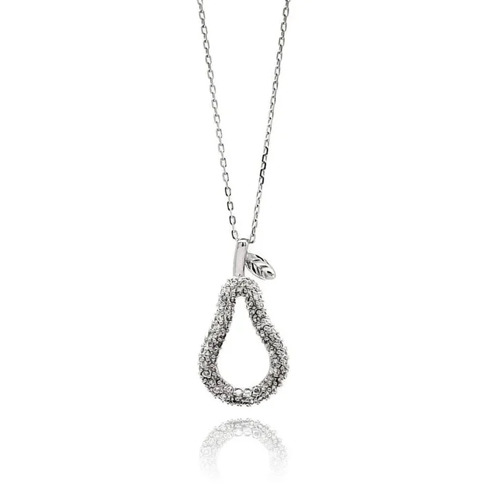 Liquidación – Collar abierto de plata 925 rodiada con circonitas en forma de pera y berenjena – BGP00437