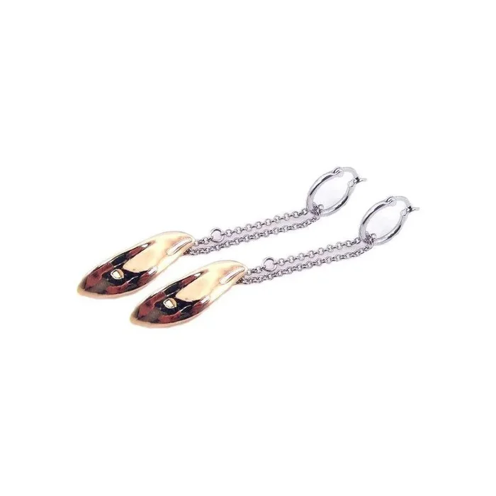 Liquidación – Pendientes colgantes de alambre con circonitas cúbicas multicolores, con diseño de marquesa y curvas, de plata 925 rodiada – STE00501B