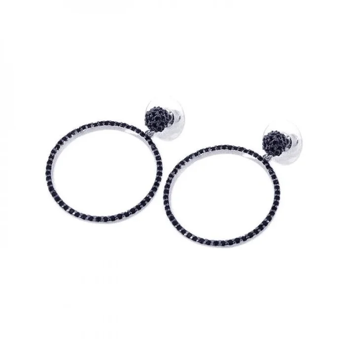 Liquidación – Pendientes colgantes de plata 925 con baño de rodio negro y circonitas – BGE00076