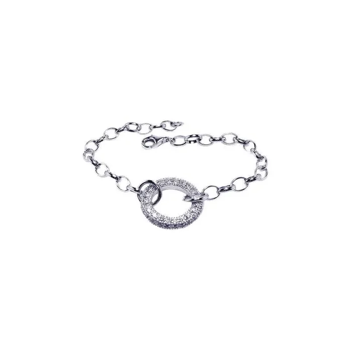 Liquidación – Pulsera de plata 925 rodiada con micropavé de circonitas cúbicas transparentes – STB00172